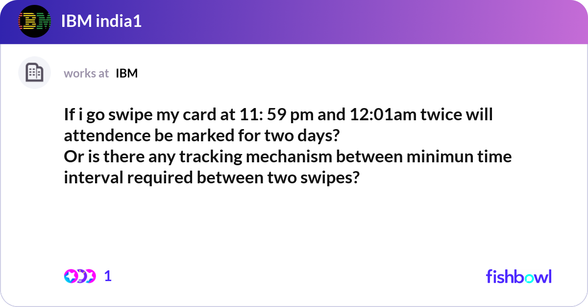 If i go swipe my card at 11: 59 pm and 12:01am twi... | Fishbowl