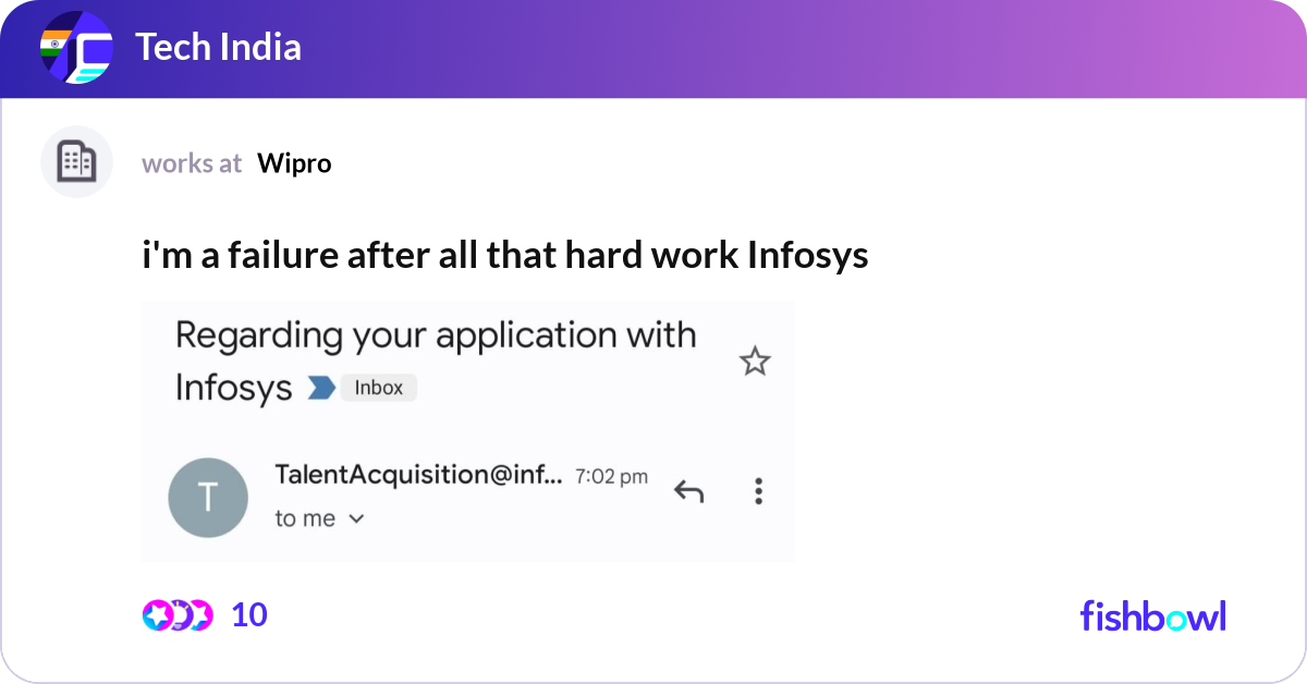 i'm a failure after all that hard work Infosys | Fishbowl