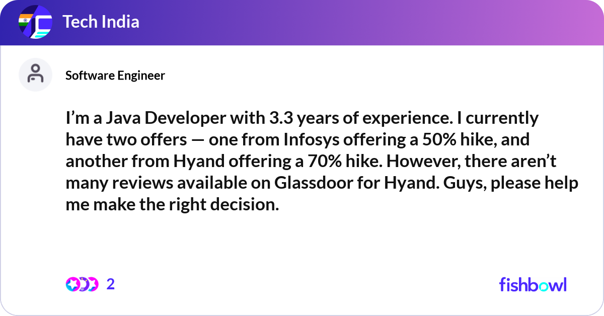 I’m a Java Developer with 3.3 years of experience.... | Fishbowl