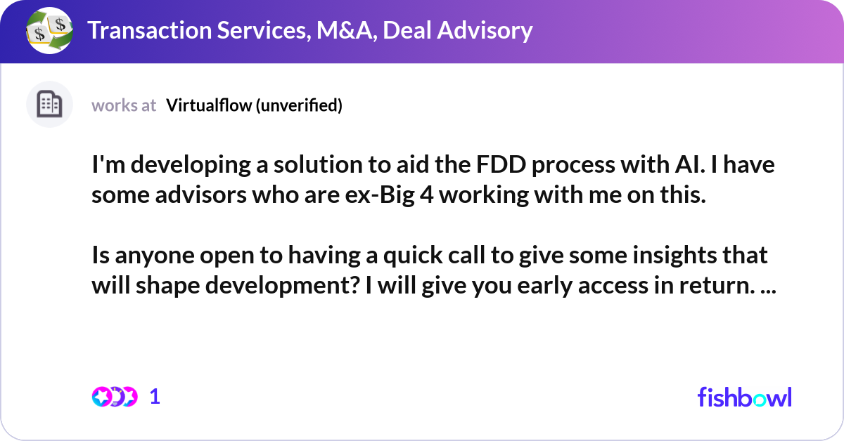 I'm developing a solution to aid the FDD process w... | Fishbowl