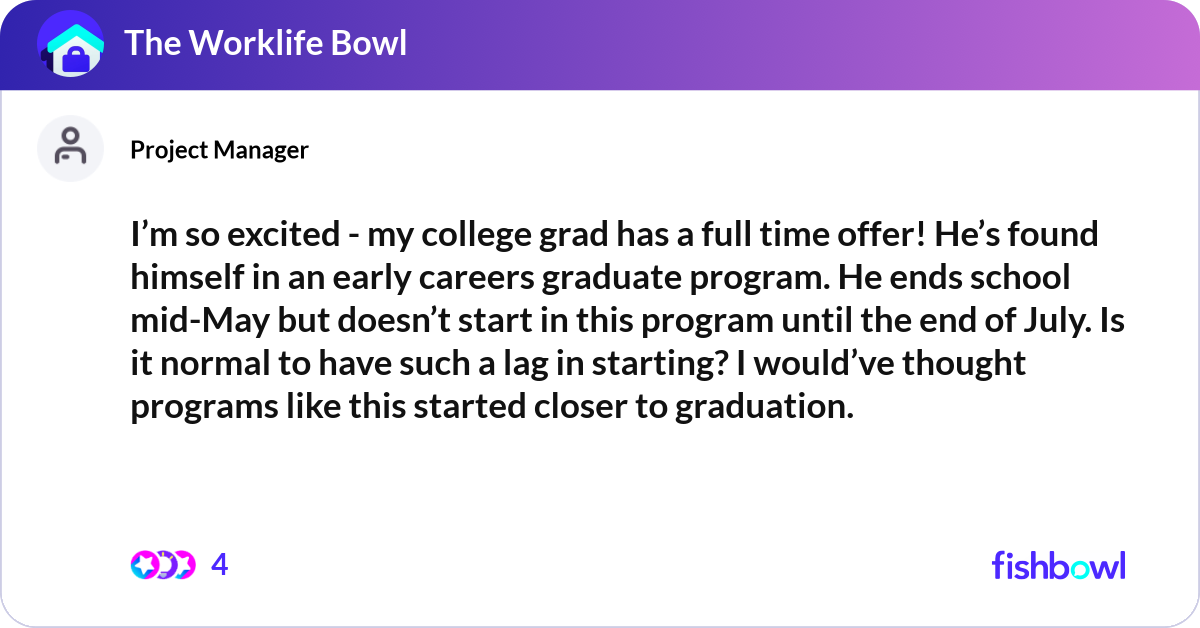 I’m so excited - my college grad has a full time o... | Fishbowl