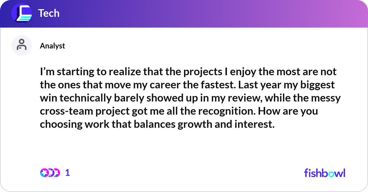 I’m starting to realize that the projects I enjoy ... | Fishbowl