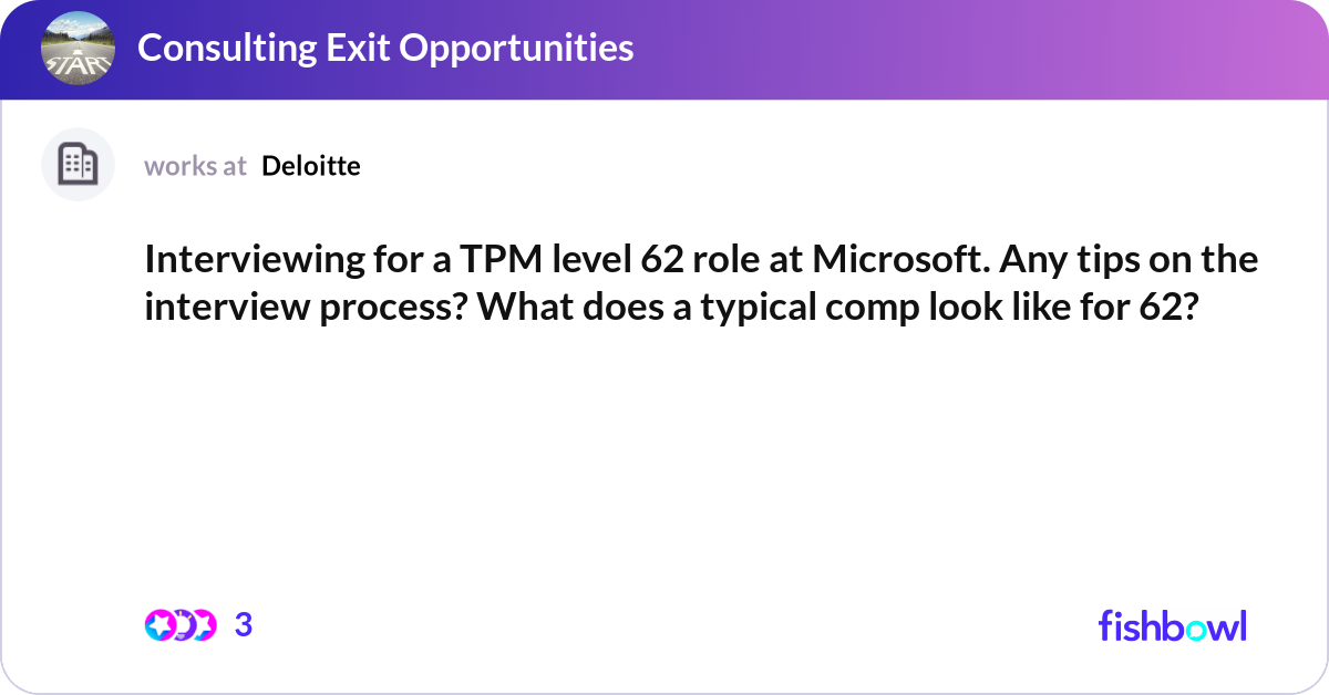 Interviewing for a TPM level 62 role at Microsoft.... | Fishbowl