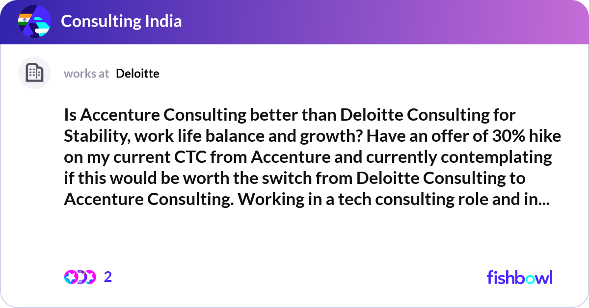 Is Accenture Consulting better than Deloitte Consu... | Fishbowl