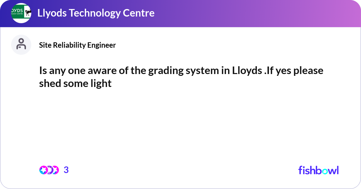 Is any one aware of the grading system in Lloyds .... | Fishbowl