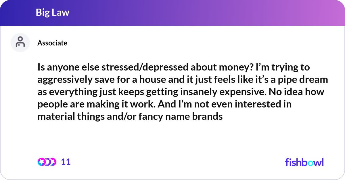 Is anyone else stressed/depressed about money? I’m... | Fishbowl