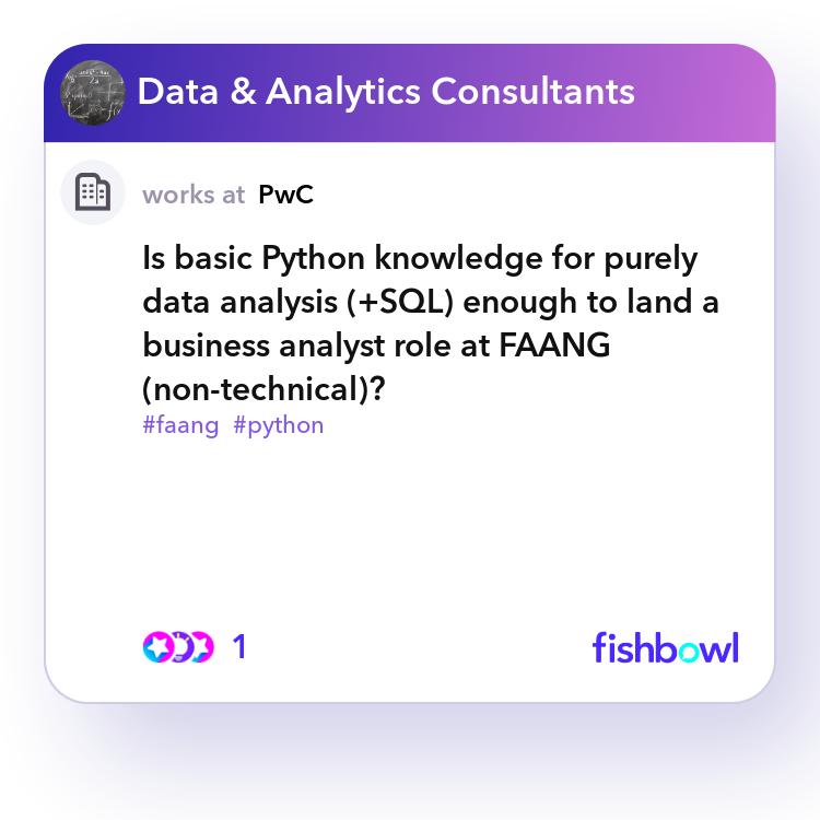 Is basic Python knowledge for purely data analysis... | Fishbowl