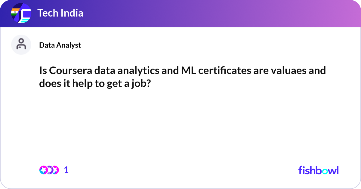 Is Coursera data analytics and ML certificates are... | Fishbowl