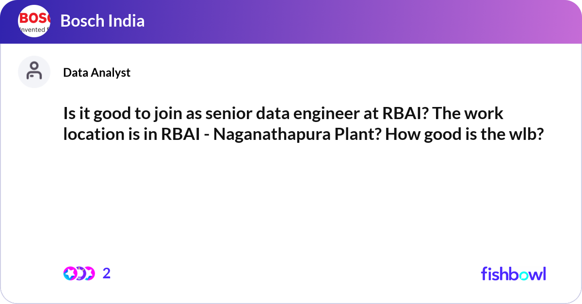 Linkedin Rbai Is it good to join as senior data engineer at RBAI... | Fishbowl