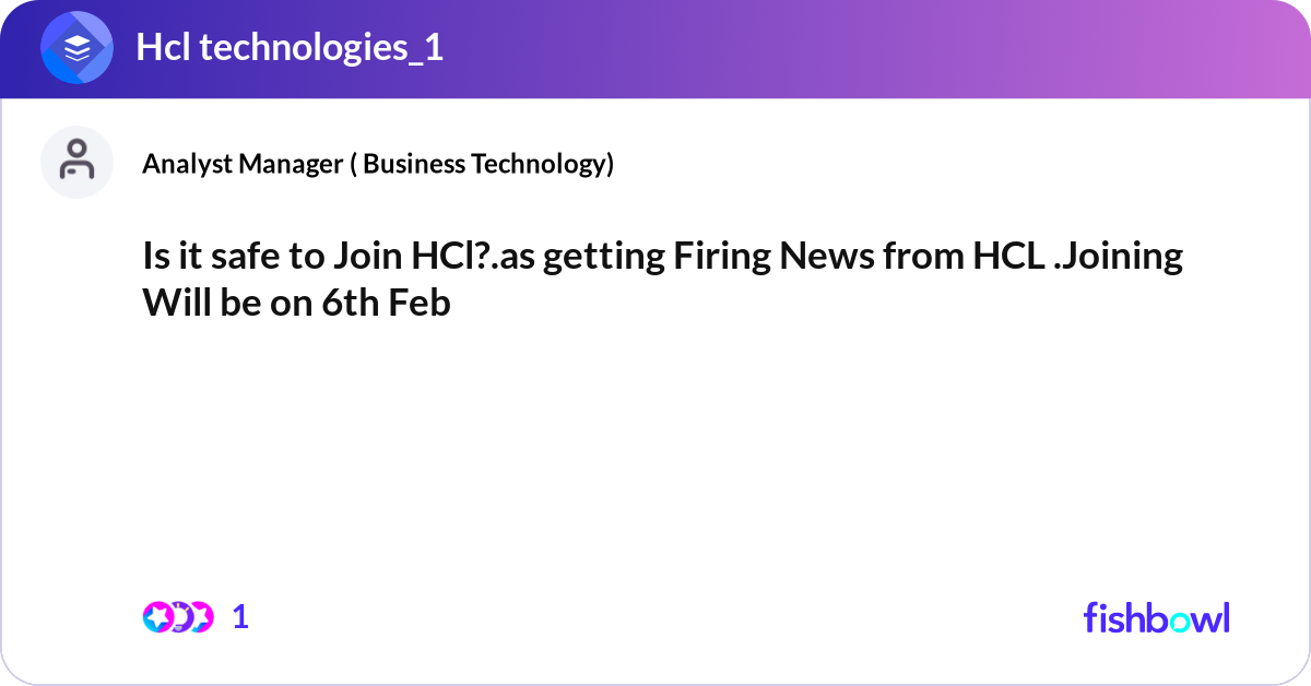 Linkined Getting Firing Message Example Is it safe to Join HCl?.as getting Firing News fro... | Fishbowl