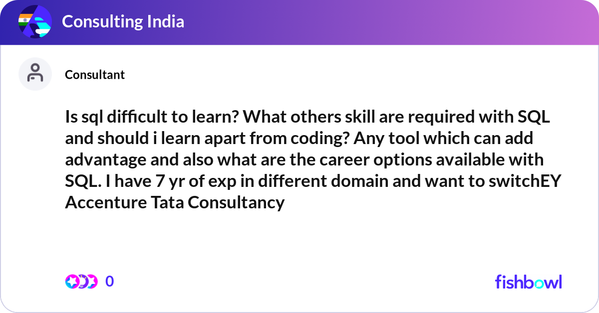 Is sql difficult to learn? What others skill are r... | Fishbowl