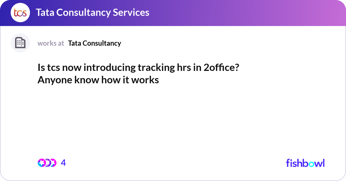 Is tcs now introducing tracking hrs in 2office? An... | Fishbowl