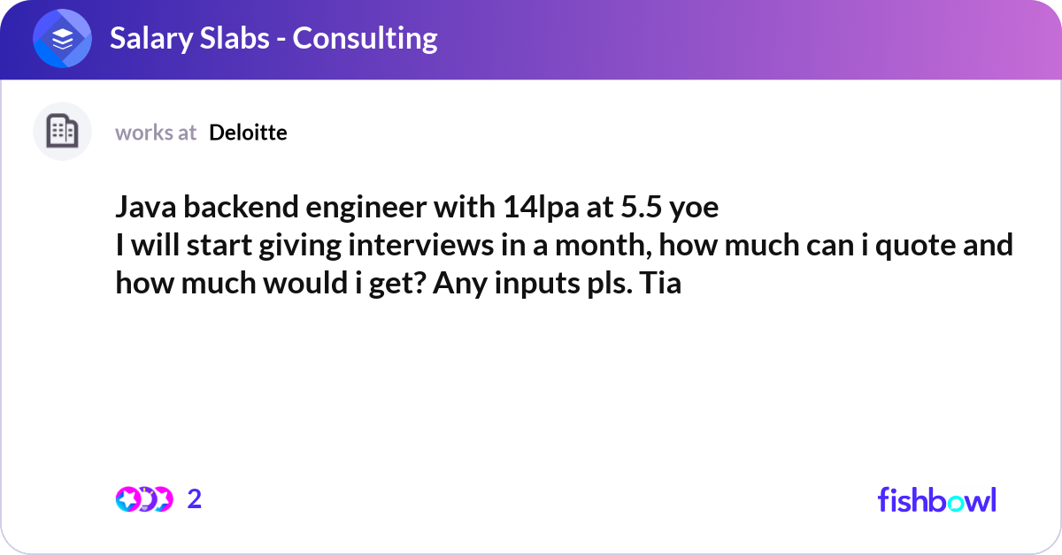 Java backend engineer with 14lpa at 5.5 yoe I will... | Fishbowl