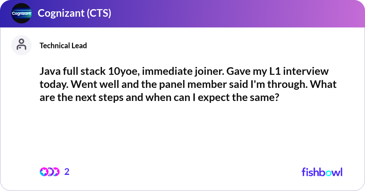 Java full stack 10yoe, immediate joiner. Gave my L... | Fishbowl