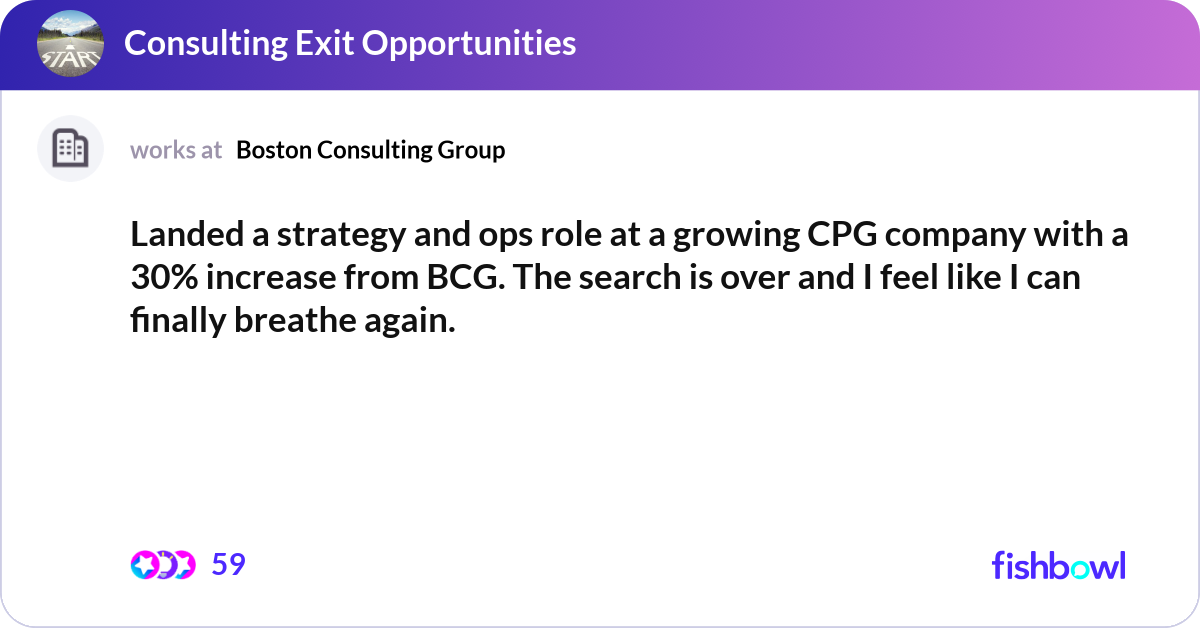 Landed a strategy and ops role at a growing CPG co... | Fishbowl
