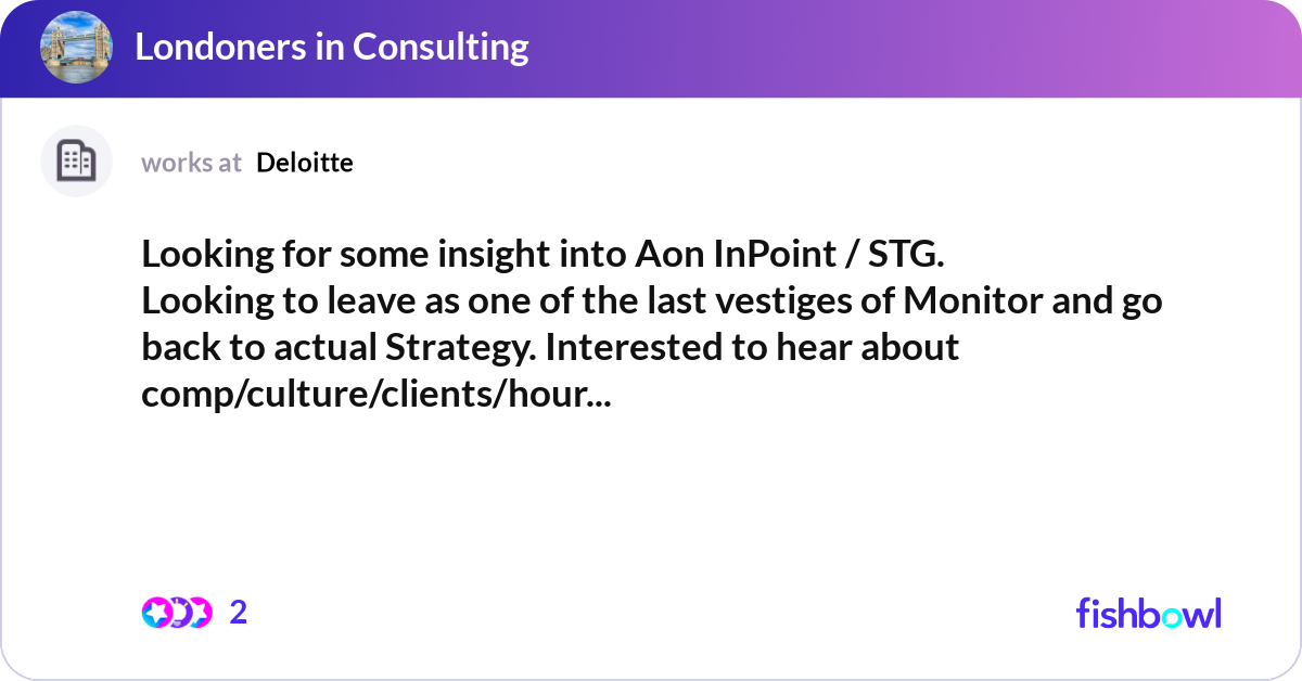 Looking for some insight into Aon InPoint / STG. L... | Fishbowl
