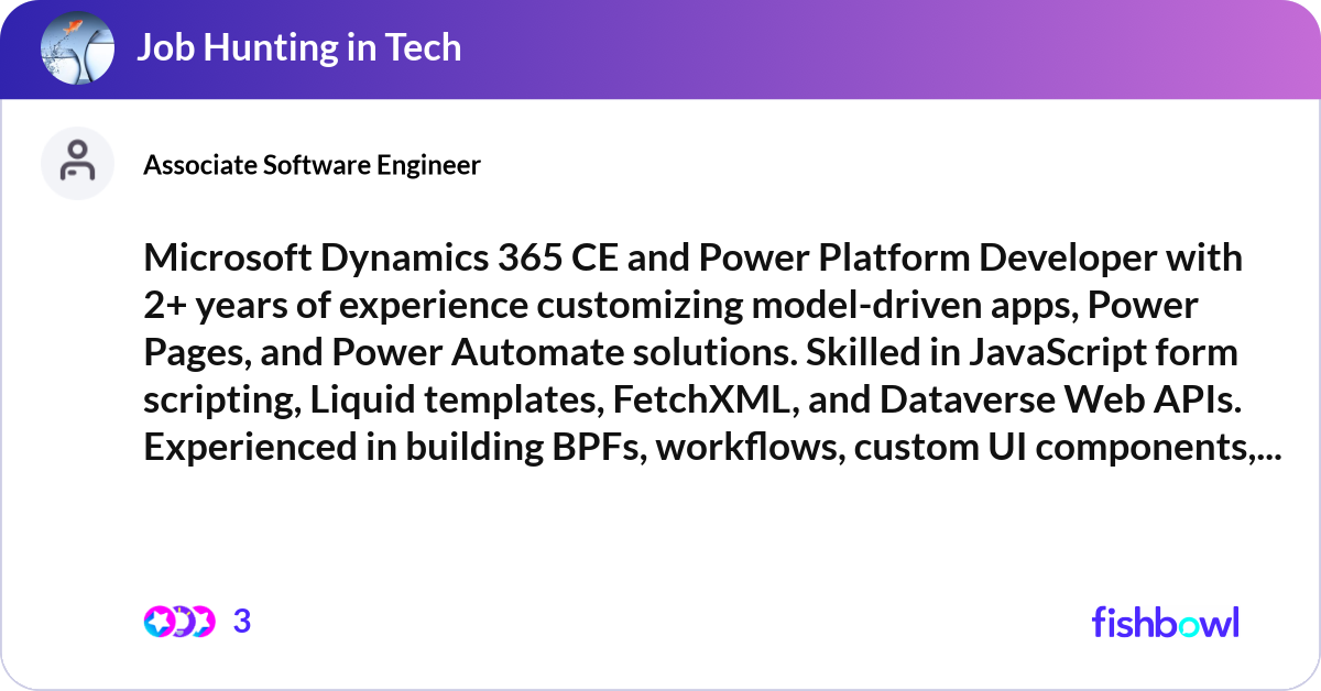 Microsoft Dynamics 365 CE and Power Platform Devel... | Fishbowl
