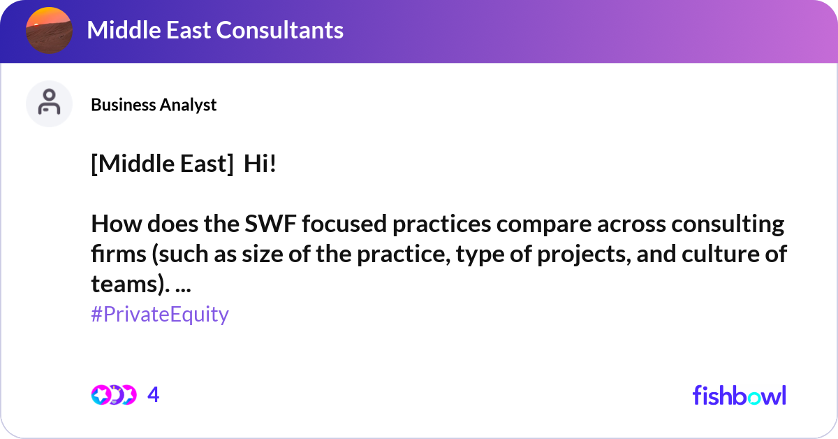 [Middle East] Hi! How does the SWF focused prac... | Fishbowl