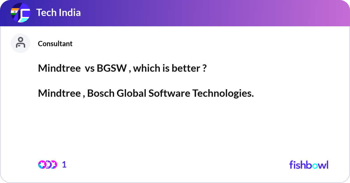 Mindtree vs BGSW , which is better ? Mindtree ,... | Fishbowl