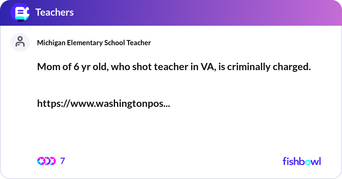 Mom of 6 yr old, who shot teacher in VA, is crimin... | Fishbowl