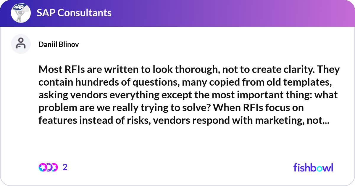 Most RFIs are written to look thorough, not to cre... | Fishbowl