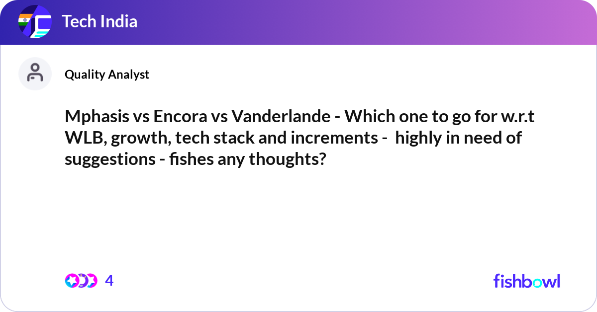 Mphasis vs Encora vs Vanderlande - Which one to go... | Fishbowl