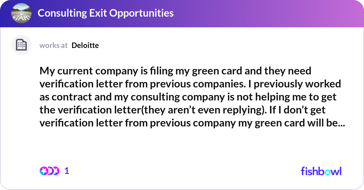 Currently Filing Sign My current company is filing my green card and the... | Fishbowl