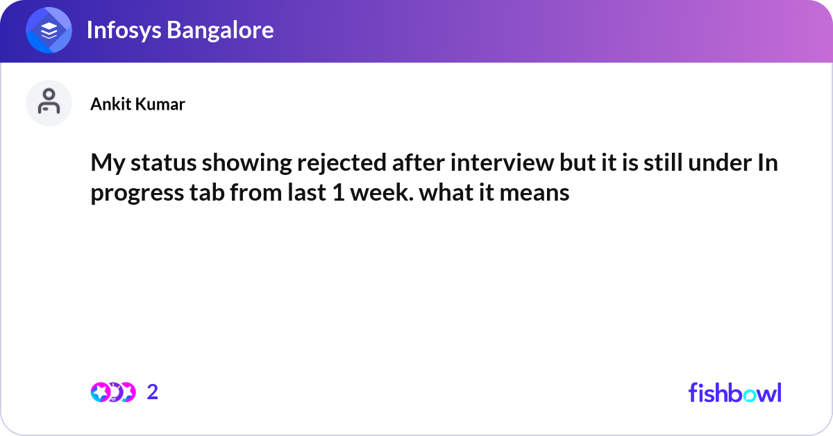 Rejected Status Design My status showing rejected after interview but it ... | Fishbowl
