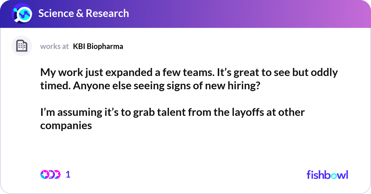 My work just expanded a few teams. It’s great to s... | Fishbowl
