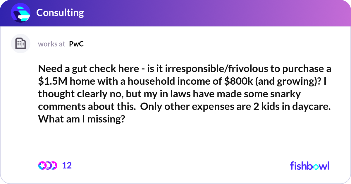 Need a gut check here - is it irresponsible/frivol... | Fishbowl