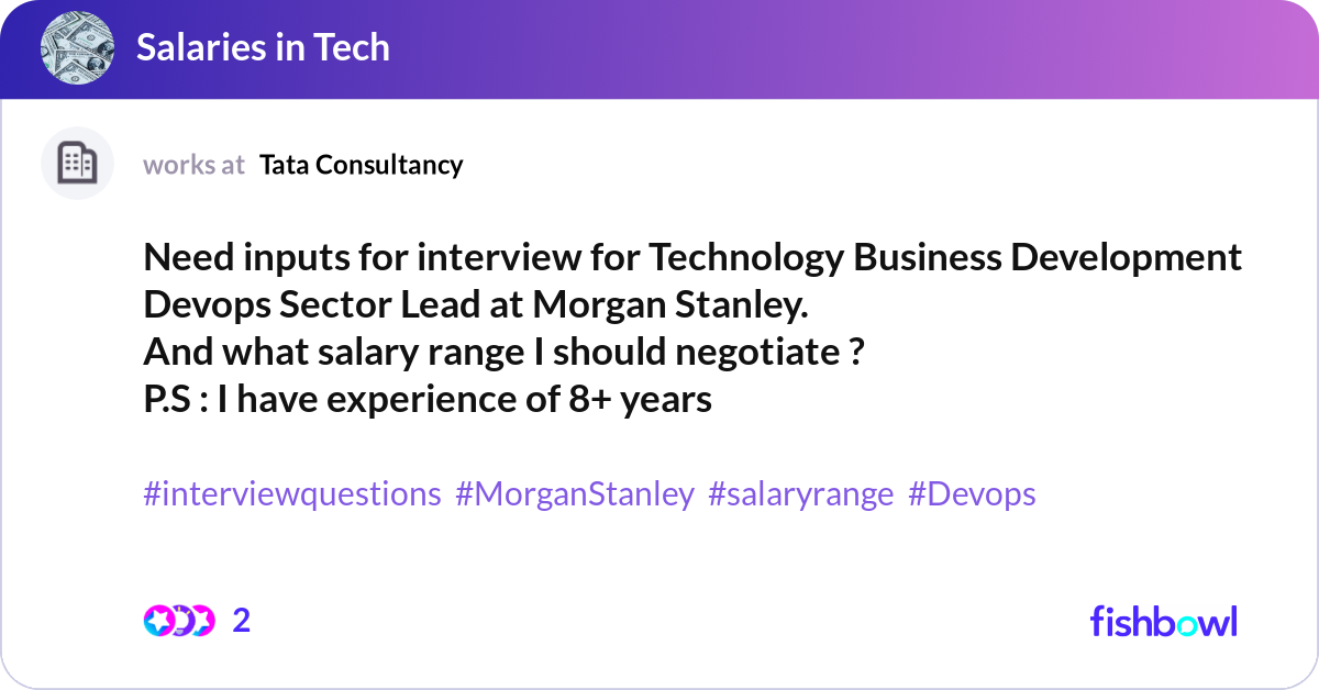 Need inputs for interview for Technology Business ... | Fishbowl