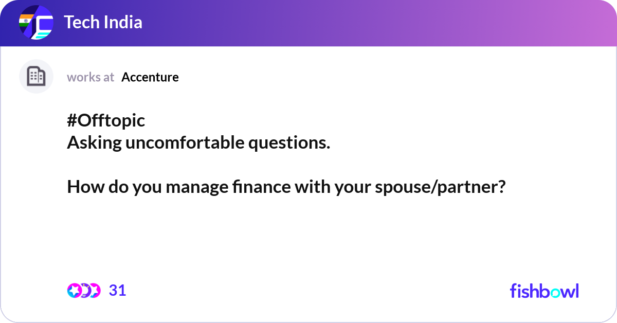 Off Topic Question #Offtopic Asking uncomfortable questions. How do... | Fishbowl