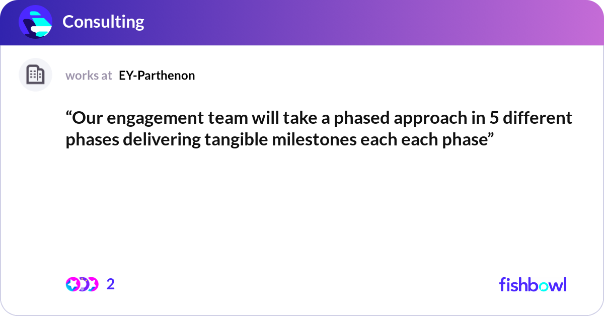 “Our engagement team will take a phased approach i... | Fishbowl