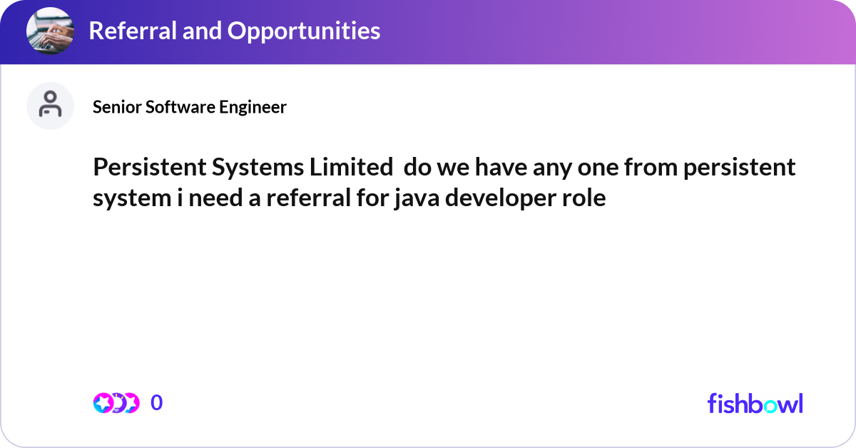 Persistent Systems Limited do we have any one fro... | Fishbowl