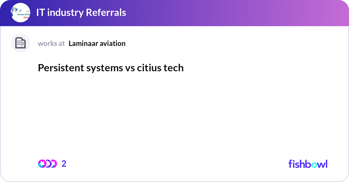 Persistent systems vs citius tech | Fishbowl