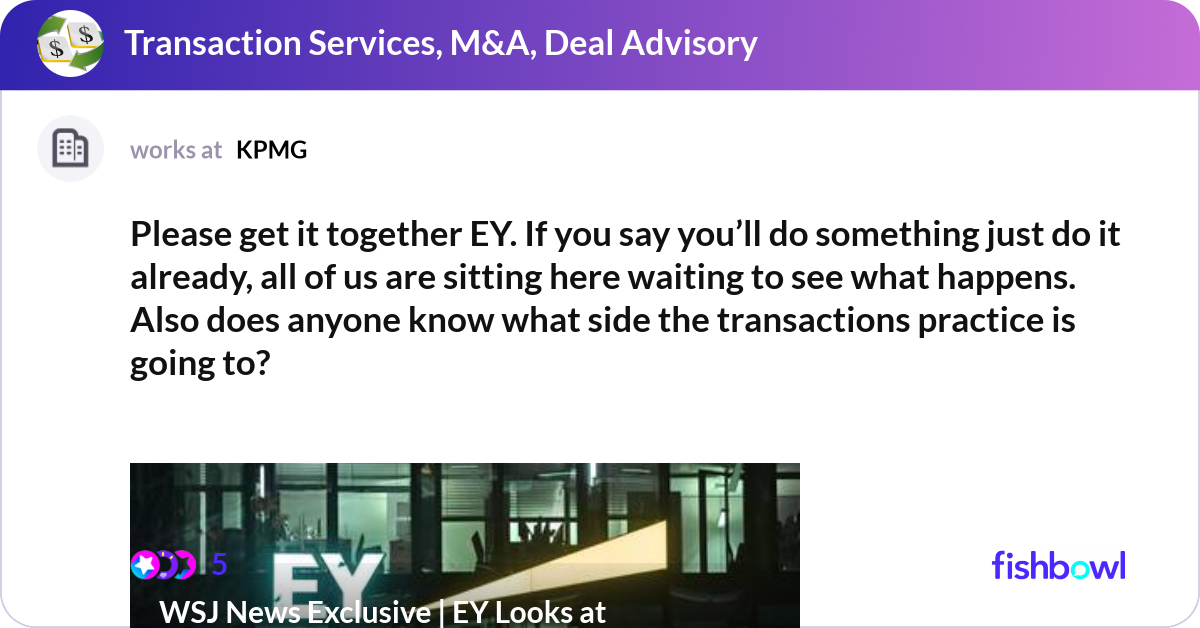 Ey Together All In Please get it together EY. If you say you’ll do so... | Fishbowl