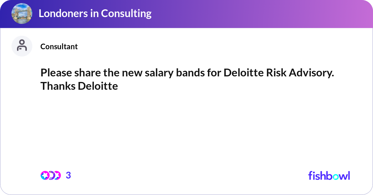 Please share the new salary bands for Deloitte Ris... | Fishbowl