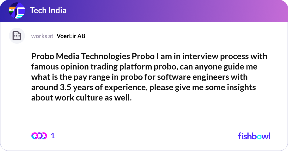 Probo Media Technologies Probo I am in interview p... | Fishbowl