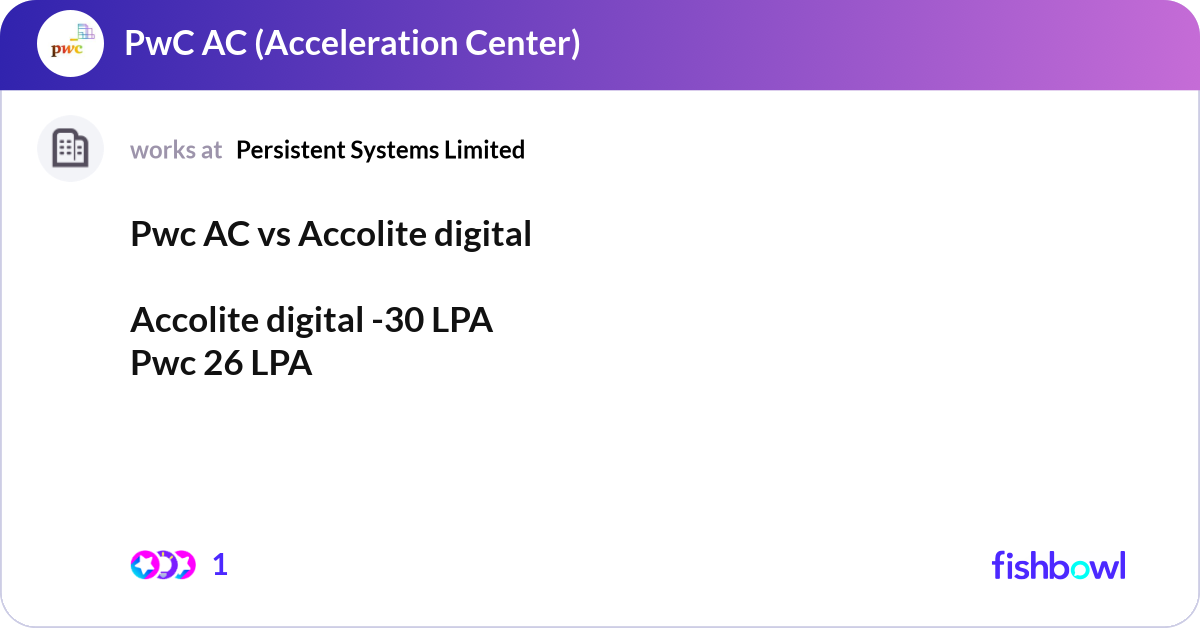 Pwc AC vs Accolite digital Accolite digital -30 ... | Fishbowl