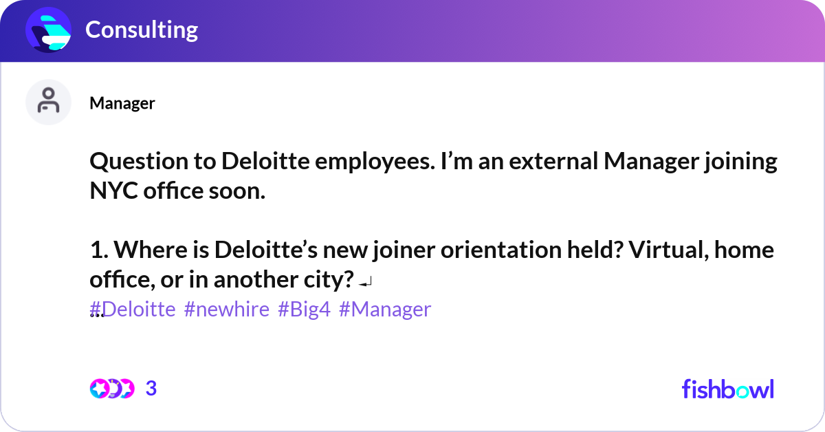 Question to Deloitte employees. I’m an external Ma... | Fishbowl