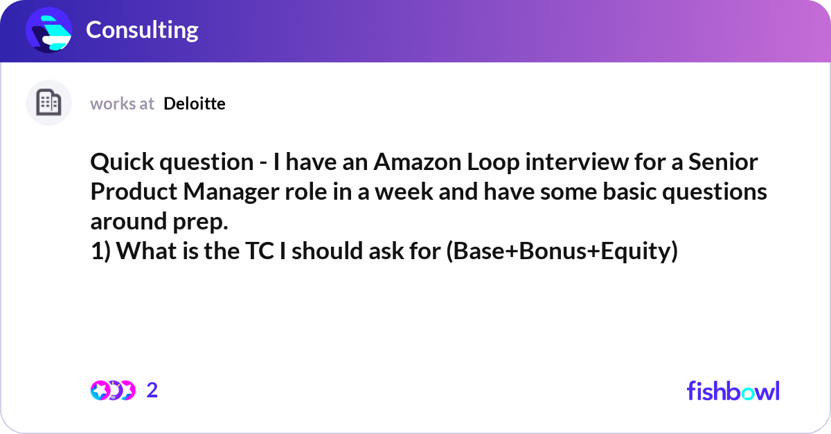 Quick question - I have an Amazon Loop interview f... | Fishbowl