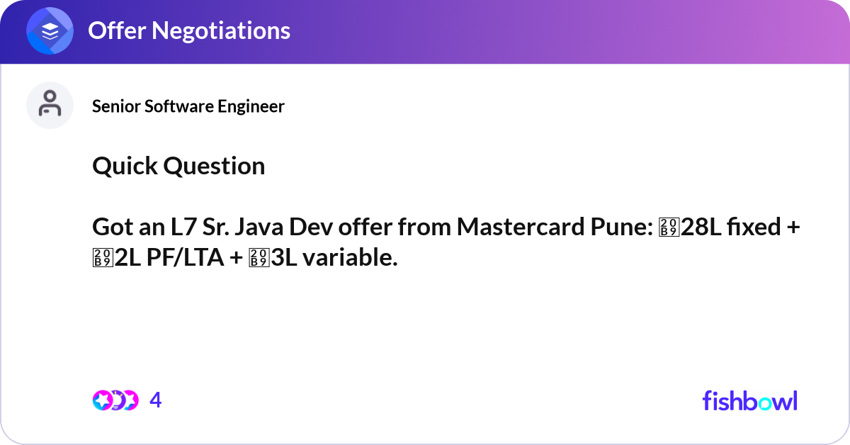 Quick Question Got an L7 Sr. Java Dev offer from ... | Fishbowl