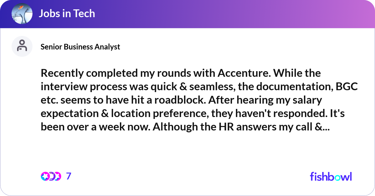 Recently completed my rounds with Accenture. While... | Fishbowl