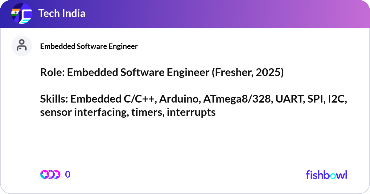 Role: Embedded Software Engineer (Fresher, 2025) ... | Fishbowl