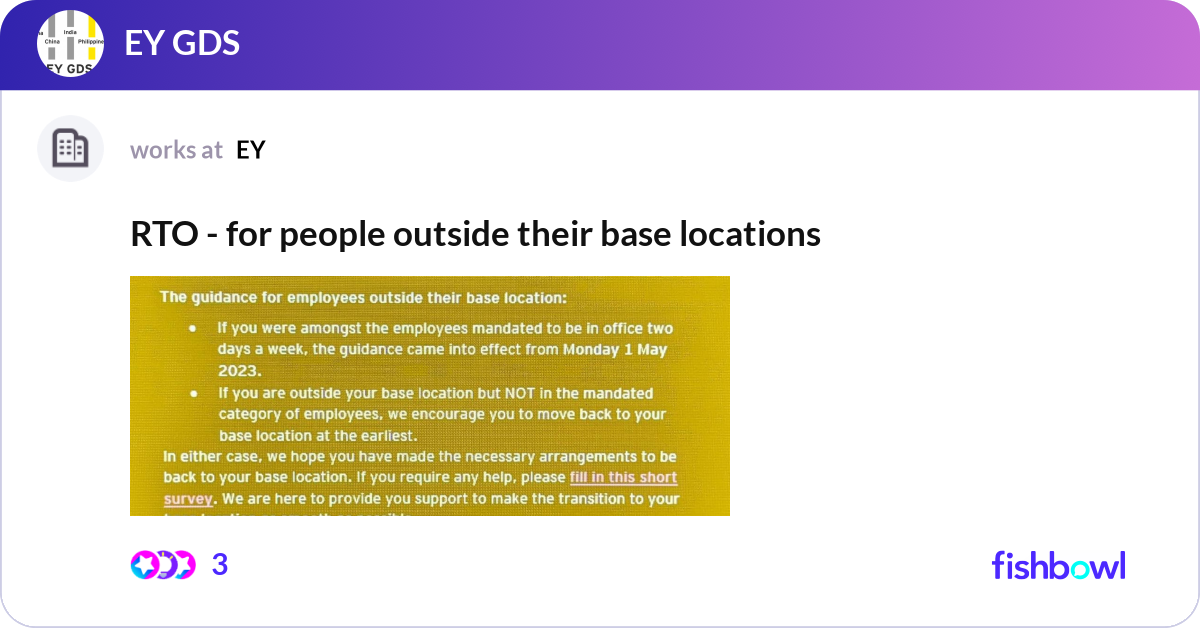 RTO - for people outside their base locations | Fishbowl