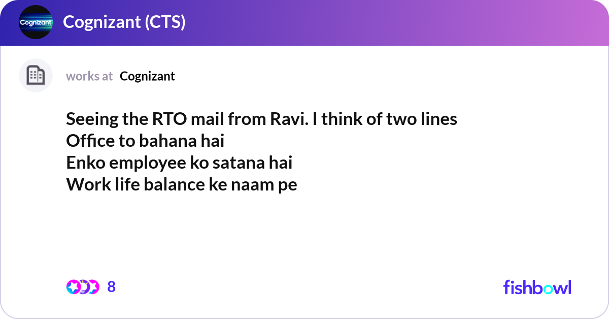 Exsample Email Image From A Rto Seeing the RTO mail from Ravi. I think of two line... | Fishbowl