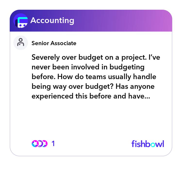 Severely over budget on a project. I’ve never been... | Fishbowl