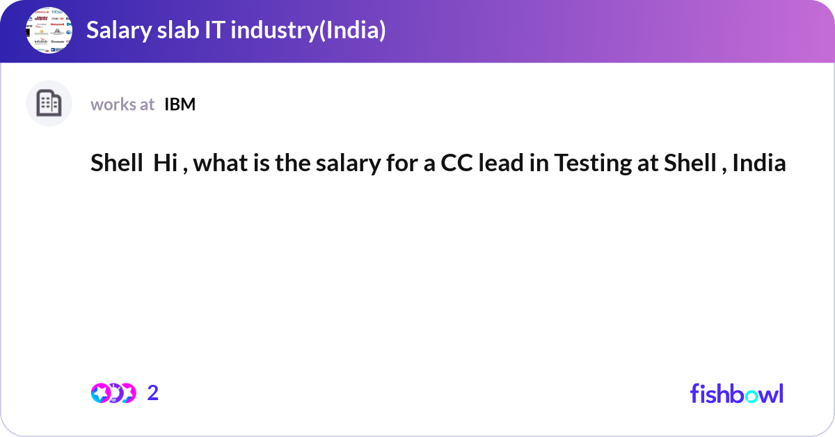 Shell Pay Rate Shell Hi , what is the salary for a CC lead in Te... | Fishbowl