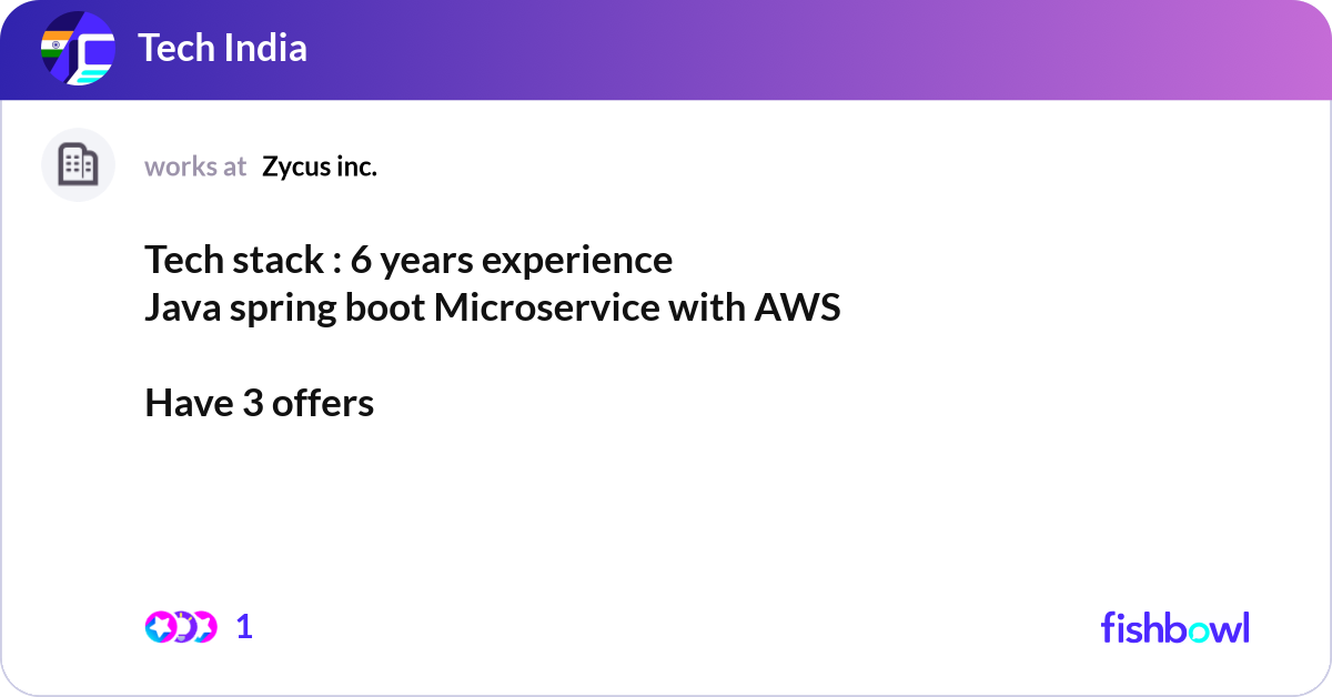 Java Spring Bot Micro Service Icon Tech stack : 6 years experience Java spring boot ... | Fishbowl