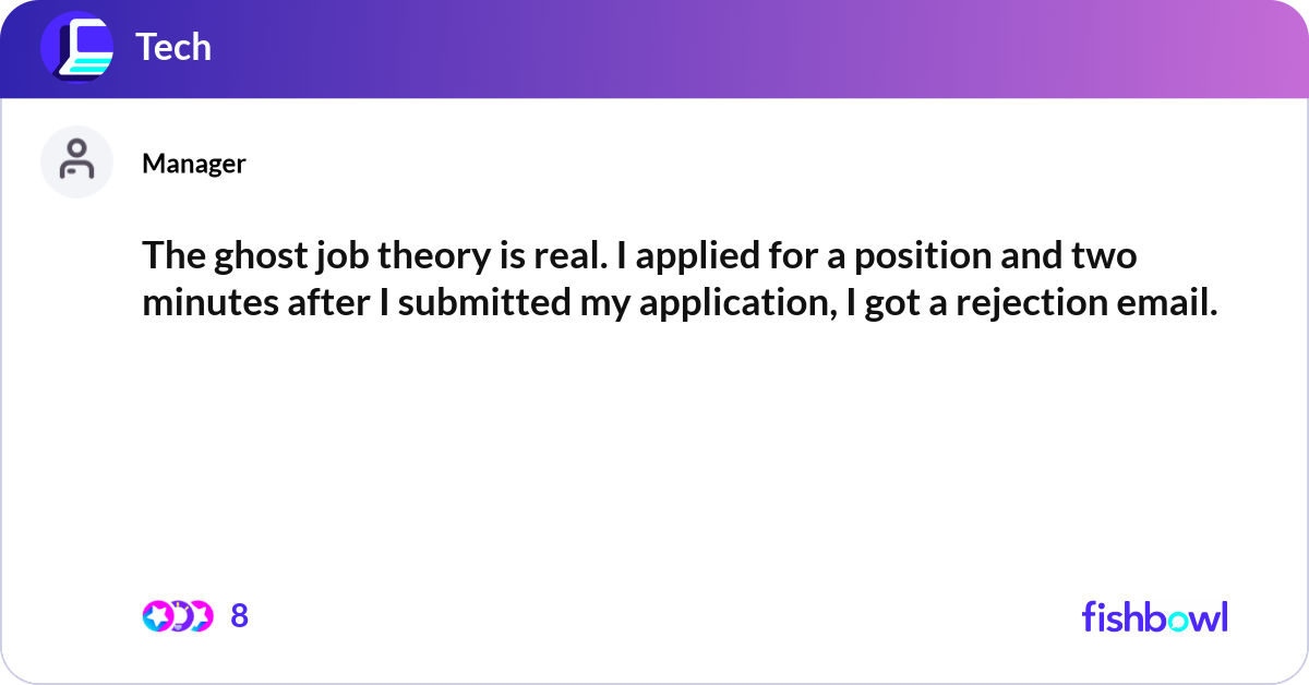 The ghost job theory is real. I applied for a posi... | Fishbowl